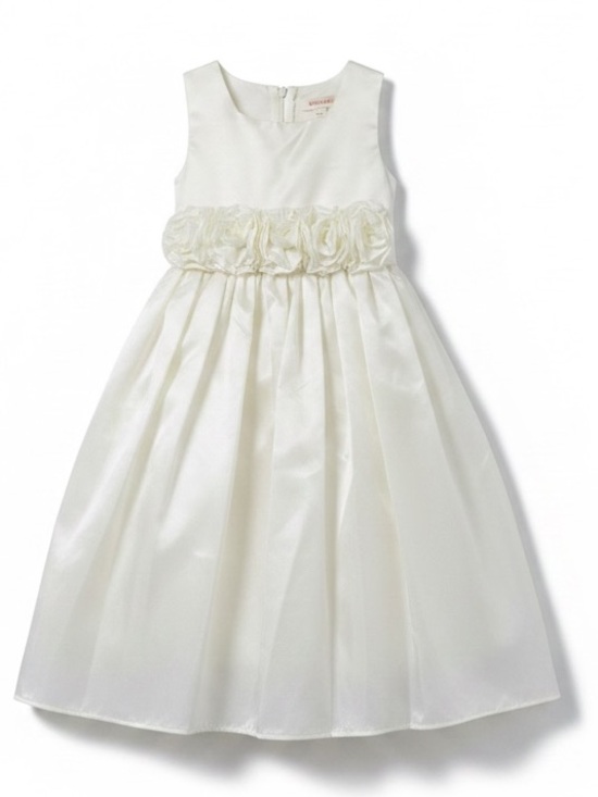 Sweet Kids Other - Sweet Kids Pink Princess Ivory Satin with Flower Waistband Dress Size 3 NWT